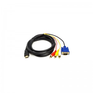 Кабель мультимедийный HDMI to VGA / 3*RCA 1.0m 1080p PowerPlant (CA912018)