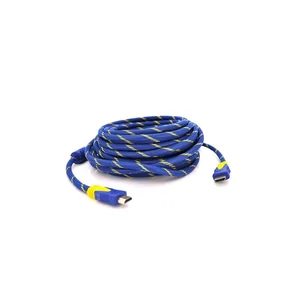 Кабель мультимедийный HDMI to HDMI 1.5m v1.4, OD-8.0mm Blue/Gold Merlion (YT-HDMI(M)/(M)NY/BL-1.5m)