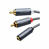 Кабель мультимедийный AUX 3.5mm TRS to RCAx2 M/M 0.25m AV102 Black Ugreen (10561)