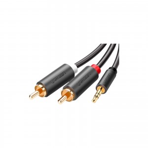 Кабель мультимедийный AUX 3.5mm TRS to RCAx2 M/M 1.5m AV102 Black Ugreen (10511)