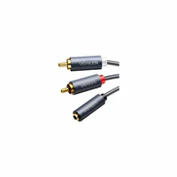 Кабель мультимедийный AUX 3.5mm TRS to RCAx2 M/M 1.0m AV102 Grey Ugreen (10588)
