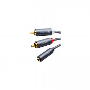 Кабель мультимедийный AUX 3.5mm TRS to RCAx2 M/M 1.0m AV102 Grey Ugreen (10588)