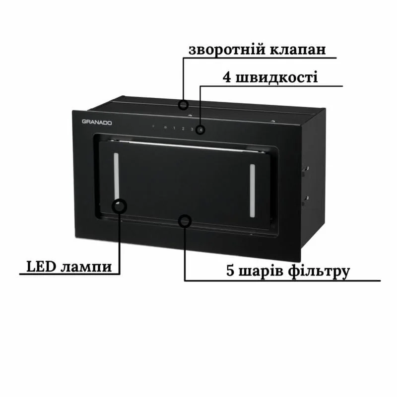 Вытяжка кухонная GRANADO Palamos 1614-1200 black glass (GCH476411) Вытяжка кухонная GRANADO Palamos 1614-1200 black glass (GCH476411)