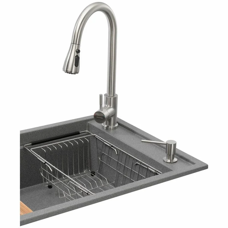 Мойка кухонная GRANADO Basic Estella grafito (+ змішувач Campo LUX inox + дозатор Redondo inox + кошик (ksg0109) Мойка кухонная GRANADO Basic Estella grafito (+ змішувач Campo LUX inox + дозатор Redondo inox + кошик (ksg0109)