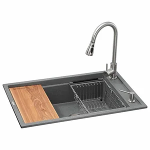 Мойка кухонная GRANADO Basic Estella grafito (+ змішувач Campo LUX inox + дозатор Redondo inox + кошик (ksg0109)