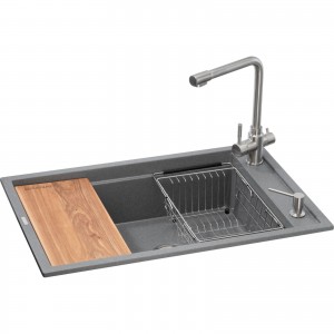 Мойка кухонная GRANADO Optimal Artes grafito (+ змішувач Badalona LUX inox + дозатор Redondo inox + коши (ksg1209)