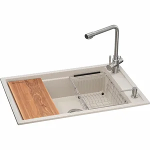 Мойка кухонная GRANADO Optimal Estella terra (+ змішувач Badalona LUX inox + дозатор Redondo inox + кошик+дошка) (ksg0203)