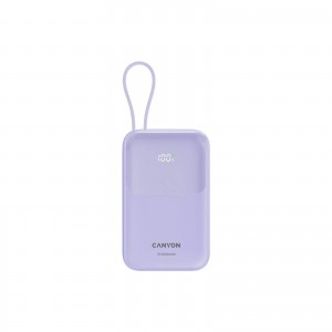 Батарея универсальная Canyon 10000mAh OnPower 101 PD/22.5W built-in cable Purple (CNS-CPB101PU)
