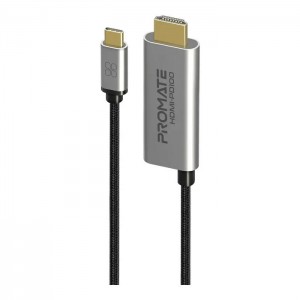 Кабель мультимедийный USB-C to HDMI hdmi-pd100.grey Promate (hdmi-pd100.grey)