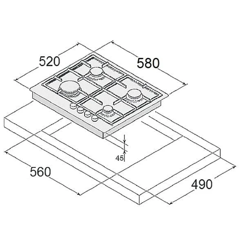 Газовая панель FHG 2844 VGHT Titanium Glass Fabiano Газовая панель FHG 2844 VGHT Titanium Glass Fabiano