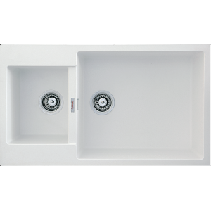 Гранитная мойка Quadro 86x50x15 Alpine White Fabiano